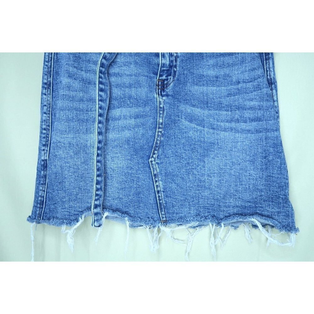 l&M Black Label High Rise Belted Frayed Raw Hem Denim Jean Skirt Size Large - Picture 3 of 10